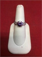 Sterling Silver Plum Stone Ring