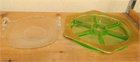 Depression Glass Serving Platters, Clear & Green