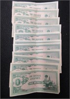 Lot of 11 Japanese Rupee Bank Notes