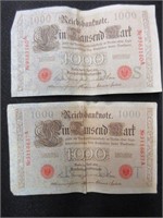 Rare Lot of German Marks 1910 Bank Notes