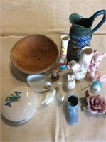 Vintage Porcelain, Wooden And Pottery