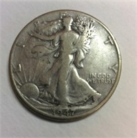 1947 D Silver Walking Liberty Half Dollar