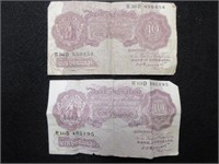 Pair of English Ten Shilling Bank Notes