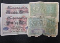 Rare Lot of Early 1900's Reich banknotes