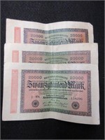 Rare Lot of 1920's Reich banknotes