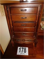 WOODEN 6 DRAWER JEWELRY CHEST (NO JEWELRY)