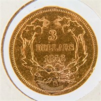 Coin 1856-S Indian Princess Head $3 Gold Coin