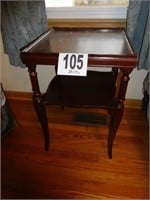 SQUARE WOODEN TABLE 26"TALL,  17 1/2"X 17 1/2"