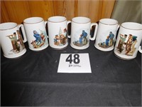 SET OF 6 NORMAN ROCKWELL MUGS