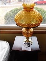 LAMP WITH AMBER GLASS BOTTOM & AMBER GLASS SHADE