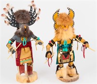 2 Native American Kachina Owl & Fox Signed