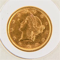 Coin 1852 Liberty Head $1 Gold Coin AU