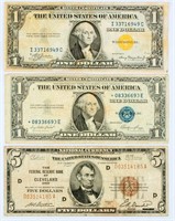 Coin Lot of (3) US Paper Currency Notes
