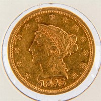 Coin 1845 Liberty Head Quarter Eagle Gold Coin