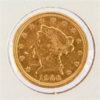 Coin 1906 Liberty Head Quarter Eagle Gold Coin