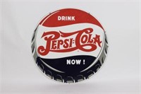 Porcelain Drink Pepsi Now Bottle Cap Sign