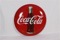 Porcelain Coca Cola Button Sign With Bottle