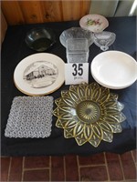 BOX OF ASSORTED GLASSWARE  (PLATES,BOWLS & MISC.)