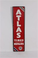 Porcelain Atlas Tires & Repairs Vertical Sign