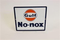 Gulf No-Nox Porcelain Pump Plate Sign