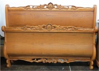 Summit Surewood Oak Queen Carved Wood Bed