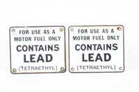 Contains Lead Porcelain Gas Pump Signs