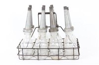 8 Quart Oil Bottles W/ Wire Carrying Rack