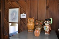 Mirror with owl picture on top 38" x 9 1/2" -