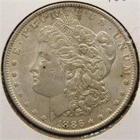 1886 MORGAN SILVER DOLLAR  AU