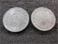 1940 and 1943 Nazi Reichspfennig