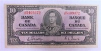 1937 Bank of Canada 10 Dollar Bank Note