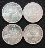Lot of 4 Canada Silver Dollars