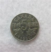 1930 Canada 5 Cent Piece