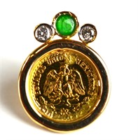 22K Gold Mexican Enamel Coin Pin