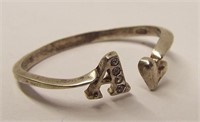 Sterling Silver Ring With Heart & Initial A