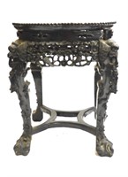 Chinese Wood Stool w Marble Top