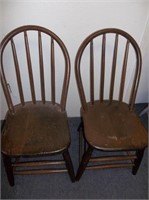 Pair of Antique Solid Wood Spindle Back Chairs