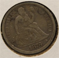 1876 SEATED DIME  VF