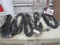 (5) Heavy Duty Extension cords, 4 with 220 plugs