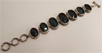 Sterling Silver And Green Stone Bracelet