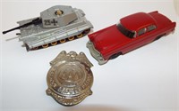 Group Of Matchboz And Lionel Toy Cars And Badge