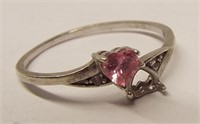 Sterling Silver Ring With Pink And Clear Stone