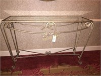 Large Console table at 3rd floor elevator. Metal