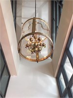 Large brass and glass chandelier (located in