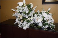 2 silk flower arrangements. White