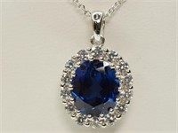 12A- Sterling Silver Synthetic Sapphire & Cubic