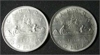 Two 1968 Canada 1 Dollar coins