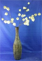 21"H metal vase w/ faux flowers