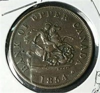 1854 Bank of Upper Canada 1/2 Penny Token
