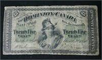 1870 Dominion of Canada 25 cent Banknote